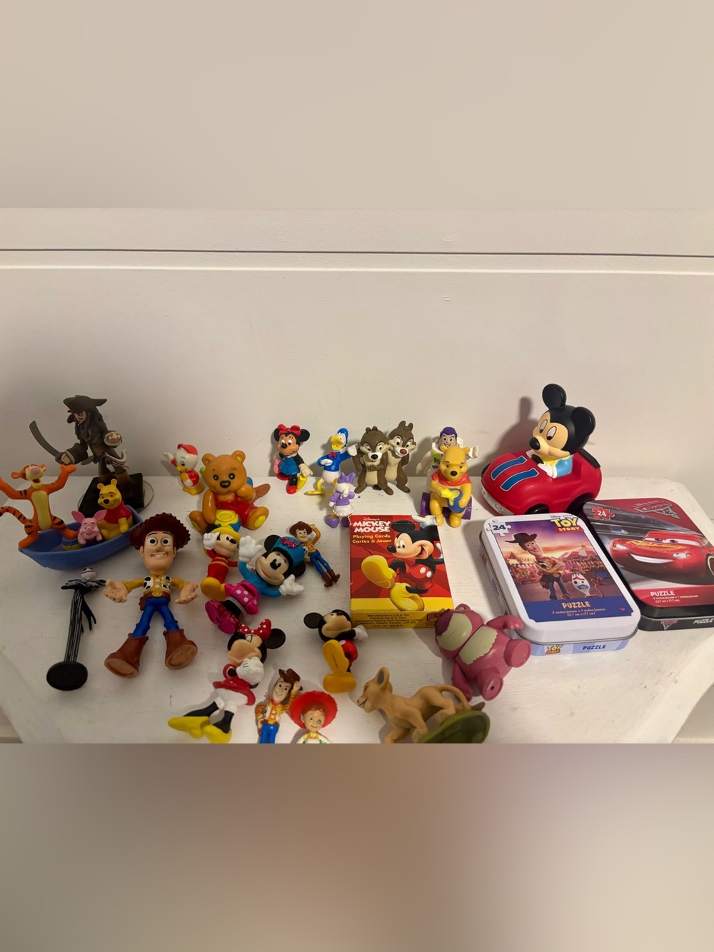 Disney Toy Lot, cards, puzzle, figures